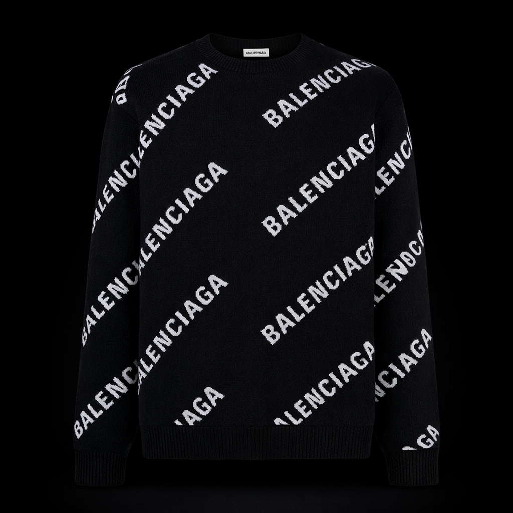 BALENCIAGA – Maglione Girocollo Logo Nero