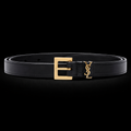 SAINT LAURENT - Cintura in Pelle Nera 90cm con Logo YSL Oro